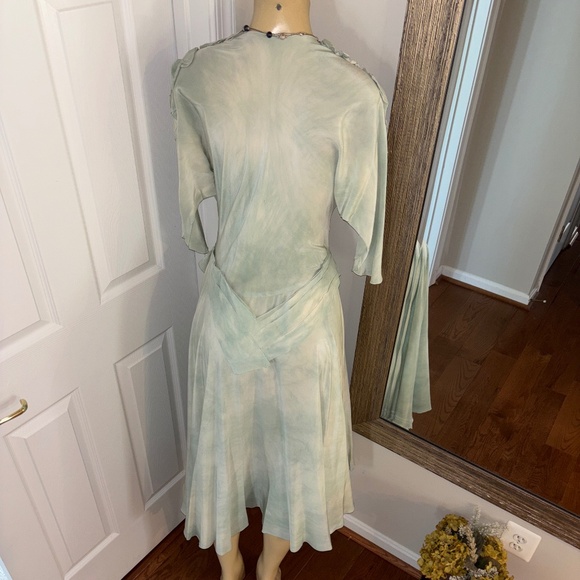 Women’s Vintage Garden Lawn Dress Silk Georgette ? Ruffles Midi Medium - Picture 5 of 8